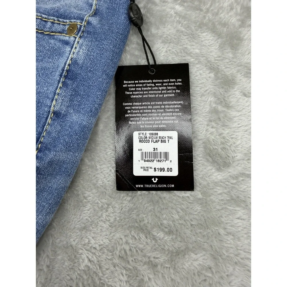 True Religion Jeans‎ Men's Size 31 Rocco Flap Big T Relaxed Skinny Medium Wash